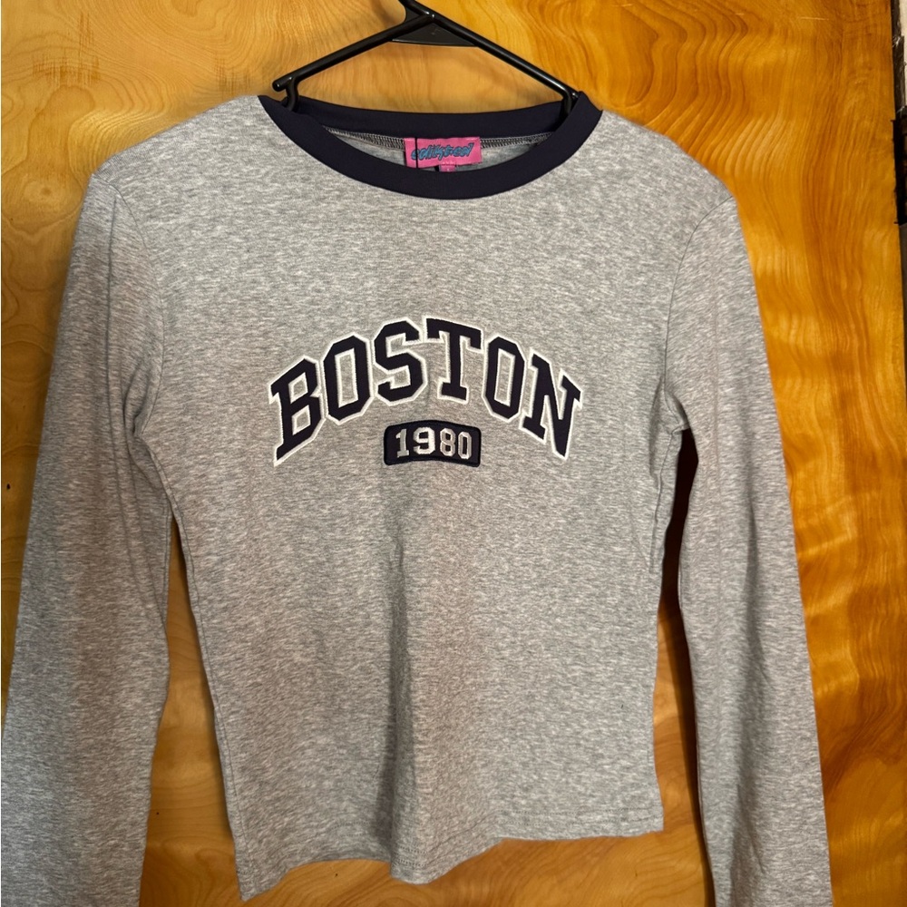 Edikted Heather Gray Boston 1980 Long Sleeve Top